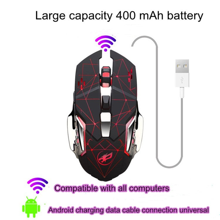 WARWOLF Q8 Wireless Rechargeable Mouse Glowing Gaming Mouse(Black) - Wireless Mice by PMC Jewellery | Online Shopping South Africa | PMC Jewellery | Buy Now Pay Later Mobicred