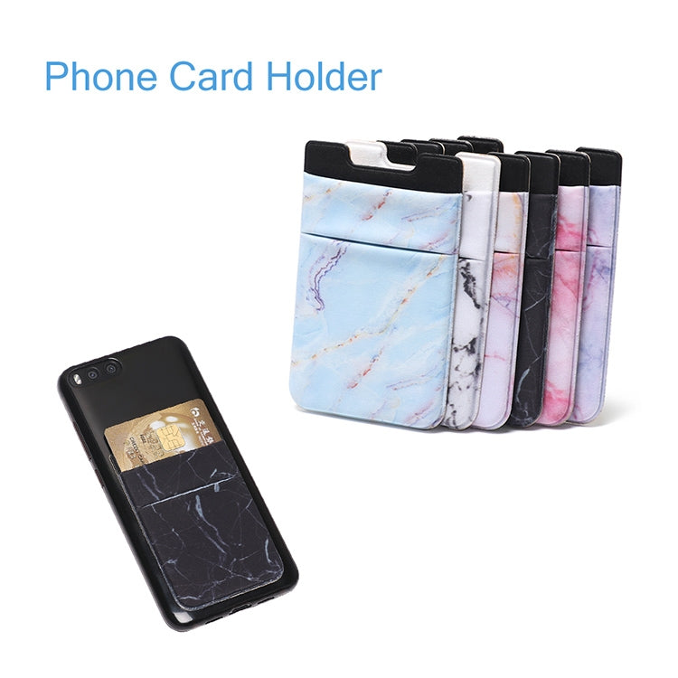 Marble Pattern Road Stretch Phone Back Plastic Card Holder Sticky Phone Clip(White) - Card & Passport Bags by PMc TechLife | Online Shopping South Africa | PMc TechLife | Buy Now Pay Later Mobicred