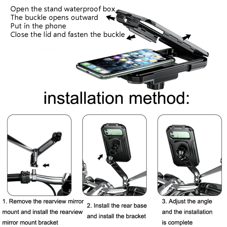 Kewig Bicycle Motorcycle Rearview Mirror Waterproof Box Touch Screen Phone Holder(Large) - free shipping - PMC TechLife - Order now!