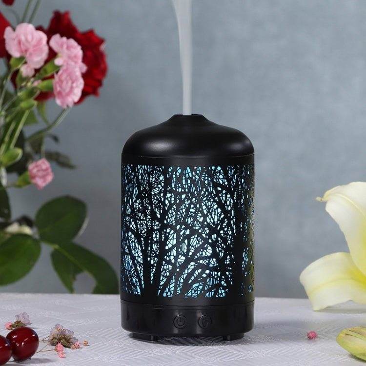 Metal Tree Air Humidifier Essential Oil Diffuser Mist Maker Colorful LED Lamp Diffuser Aromatherapy Air Purifier, EU Plug(Black) - free shipping - PMC TechLife - Order now!
