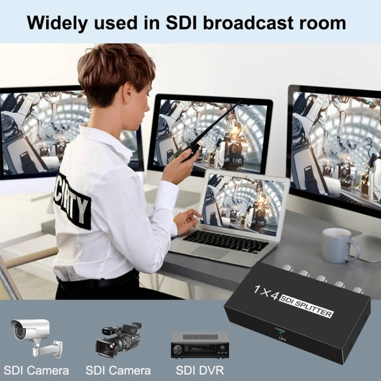1 In 4 Out SD-SDI / HD-SDI / 3G-SDI Distribution Amplifier Video SDI Splitter(EU Plug) - Splitter by PMC TechLife | Online Shopping South Africa | PMC TechLife