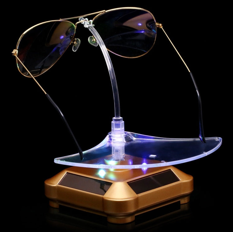 Solar 360 Degree Rotating Turntable Colorful Lights Glasses Display Stand(Black) - free shipping - PMC TechLife - Order now!