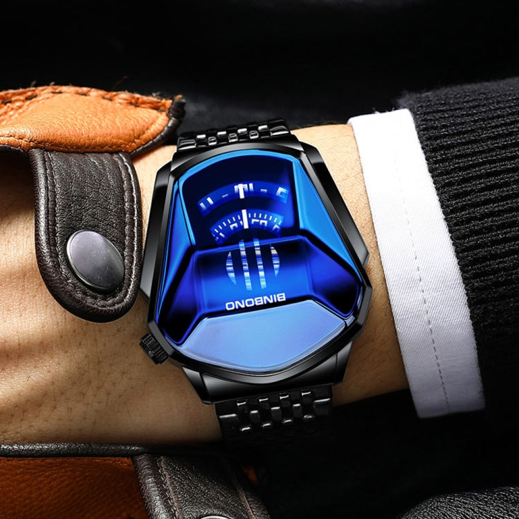 BINBOND Locomotive Concept Watch Men Live Black Technology Watch(White Net Belt-White Steel-Blue Face) - free shipping - PMC TechLife - Order now!
