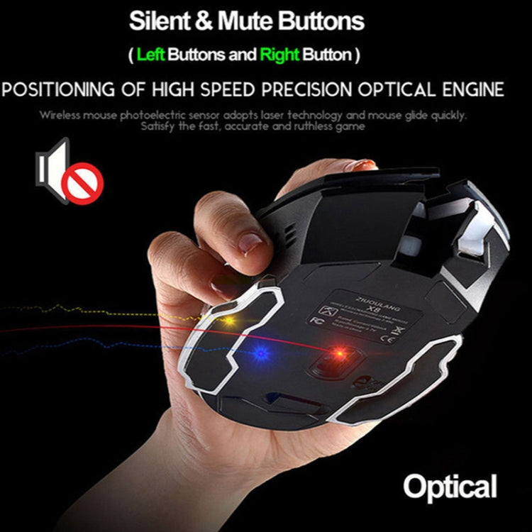 FREEDOM-WOLF X8 2400 DPI 6 Keys 2.4G Wireless Charging Silent Luminous Gaming Mechanical Mouse(Metal Grey) - Wireless Mice by PMC Jewellery | Online Shopping South Africa | PMC Jewellery | Buy Now Pay Later Mobicred