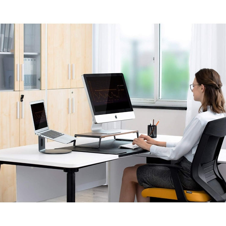 Monitor Stand Riser with Metal Feet for iMac MacBook LCD Display Printer, Lapdesk Tabletop Organizer Sturdy Platform Save Space(Dark Wood Grain) - Laptop Stand by PMC Jewellery | Online Shopping South Africa | PMC Jewellery | Buy Now Pay Later Mobicred