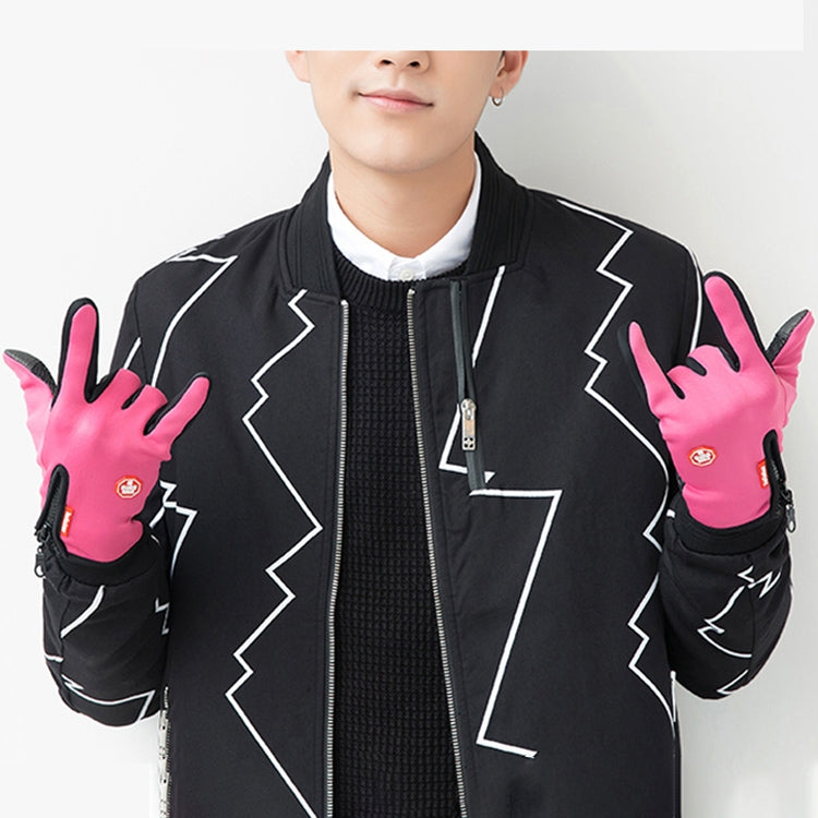 Cycling Gloves Full Finger Neoprene PU Breathable Leather Warm Winter Outdoor Sports Gloves(Pink) - free shipping - PMC TechLife - Order now!