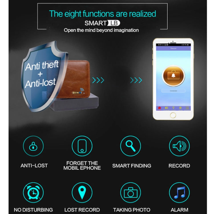 Men Leather Business Wallet Smart Anti-Lost Anti-Theft Wallet, Style:Smart(Brown) - free shipping - PMc TechLife - Order now!