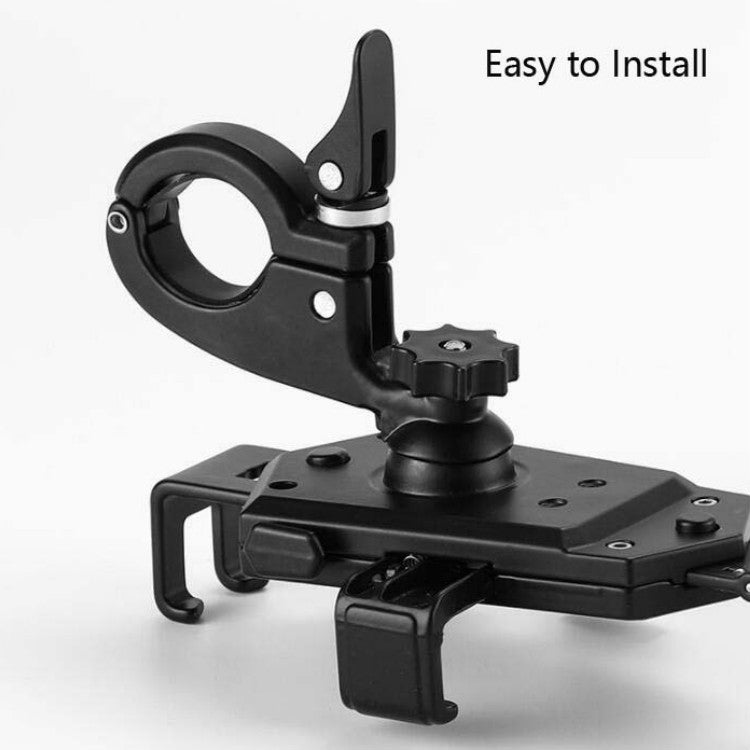Bicycle Mobile Phone Holder Can Rotate And Adjust Fixed Aluminum Alloy Bracket Automatic Grab Bracket, Style:Rearview Mirror Installation(Black) - Holders by PMC TechLife | Online Shopping South Africa | PMC TechLife | Buy Now Pay Later Mobicred