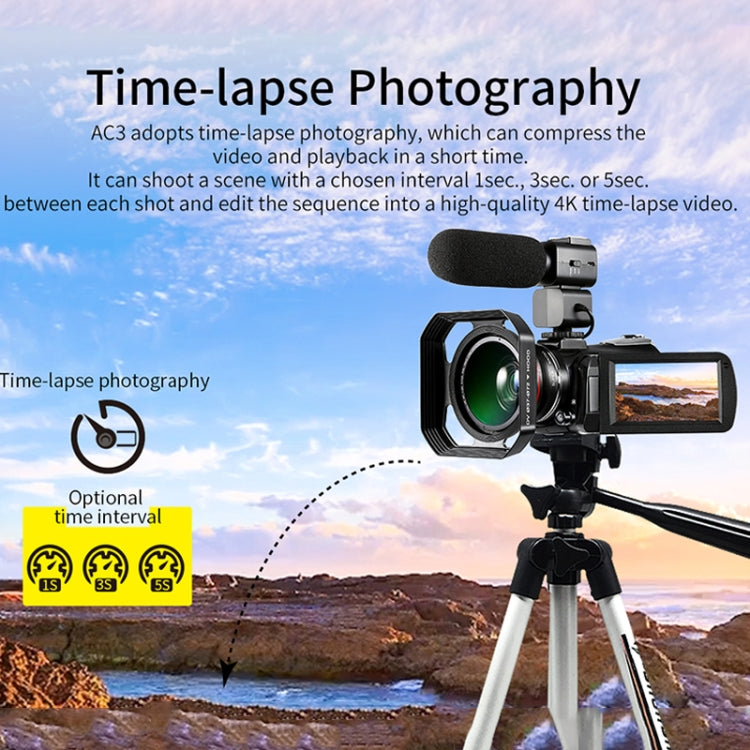 ORDRO AC3 3.1 inch IPS Screen 4K Full HD 13MP Night Vision WiFi Live Camcorder DV Digital Camera, Style:Standard(Black) - free shipping - PMc TechLife - Order now!