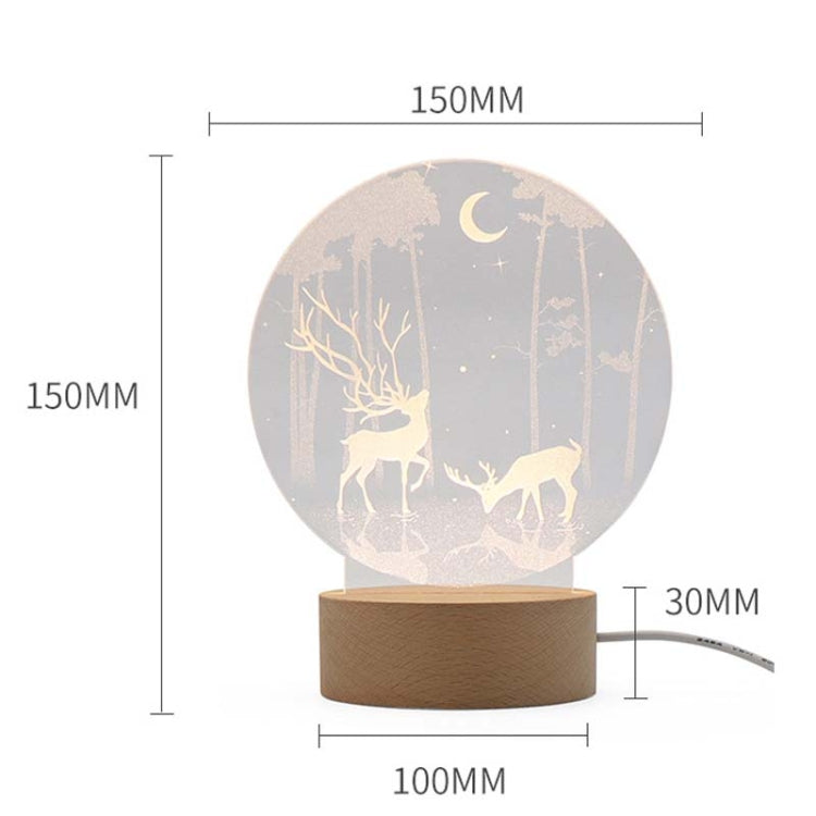 3D Atmosphere Decorative Light Acrylic Inner Carved LED Night Light Creative Girl Table Lamp(Double Deer) - Novelty Lighting by PMC TechLife | Online Shopping South Africa | PMC TechLife | Buy Now Pay Later Mobicred