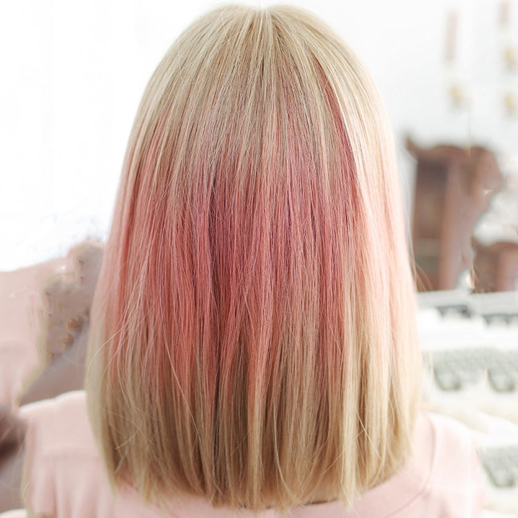 Female Gradient Highlighting Lifelike Chemical Fiber Headgear Wigs(White Tea Color 39CM) - free shipping - PMC TechLife - Order now!