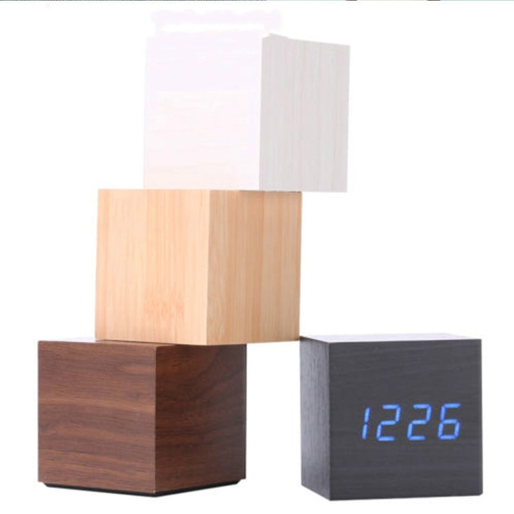 Multicolor Sounds Control Wooden Clock Modern Digital LED Desk Alarm Clock Thermometer Timer Black Green - Alarm Clocks by PMc TechLife | Online Shopping South Africa | PMc TechLife | Buy Now Pay Later Mobicred