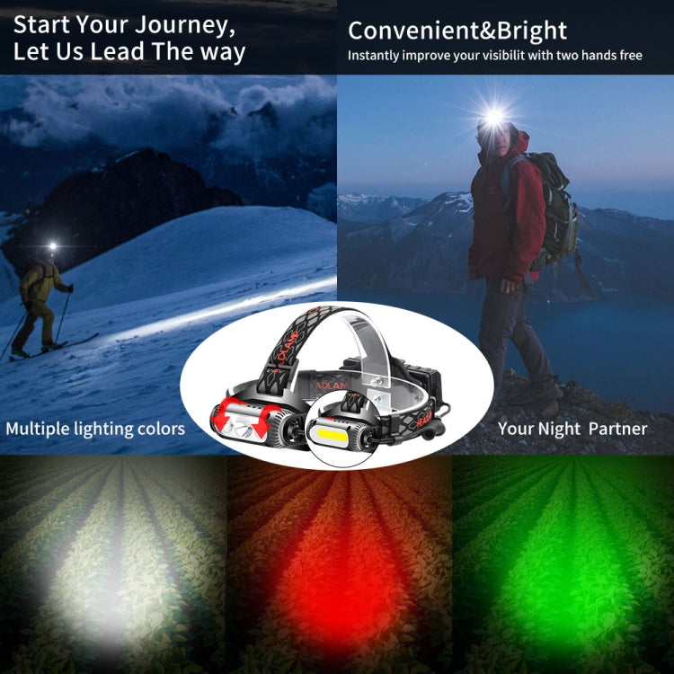 TG-TD113 T6+COB Head-Mounted USB Charging Rotating Multi-Function Headlight White Red And Green Three Light Sources Headlight (With Charging Set) - Headlamp by PMC Jewellery | Online Shopping South Africa | PMC Jewellery | Buy Now Pay Later Mobicred