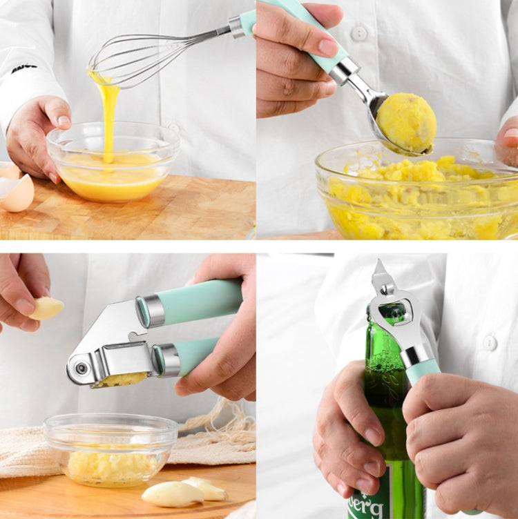 9 in 1 Plastic Handle Stainless Steel Kitchen Utensils Household Gadget Set(Cyan) - Gadgets by PMC TechLife | Online Shopping South Africa | PMC TechLife | Buy Now Pay Later Mobicred