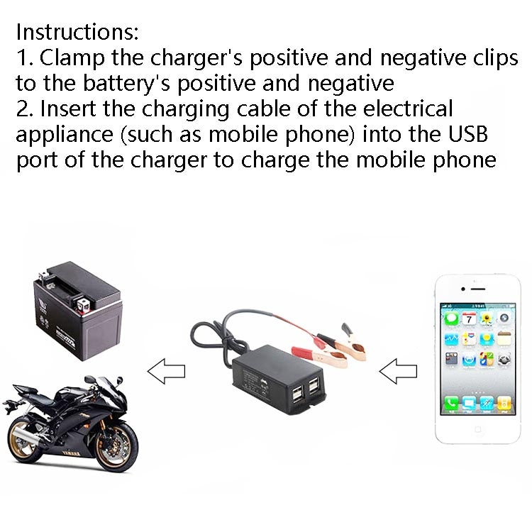 12/24V 4 USB Interface Motorcycle Car Mobile Phone Charger - Battery Charger by PMC TechLife | Online Shopping South Africa | PMC TechLife | Buy Now Pay Later Mobicred