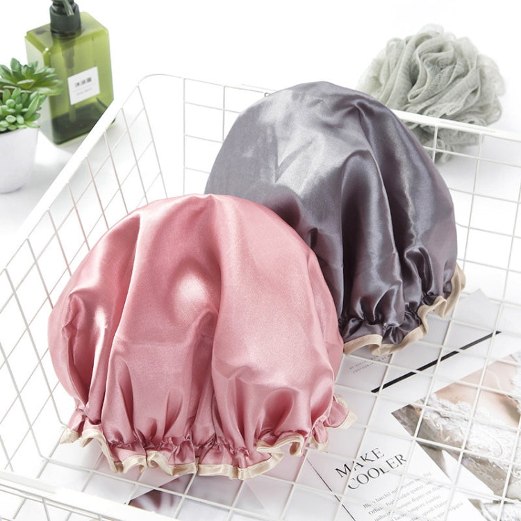 Lovely Thick Women Satin Colorful Double Water-resistant Hair Cover Bathing Cap(Pink) - free shipping - PMC TechLife - Order now!