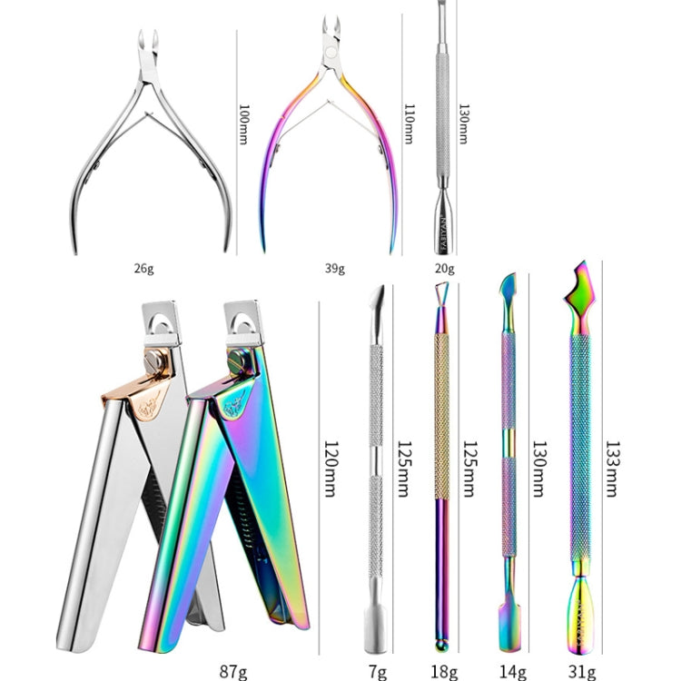 FABIYAN Nail Art Scissors Set Stainless Steel Nail Clippers Dead Skin Scissors Remover Steel Push, Specification: Set 4 - free shipping - PMC Jewellery - Order now!