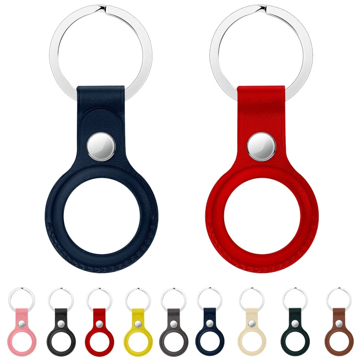 Anti-scratch Top-layer Cowhide Leather Protective Cover with Hanging Buckle for AirTag(Big Red) - Other by PMc TechLife | Online Shopping South Africa | PMc TechLife | Buy Now Pay Later Mobicred