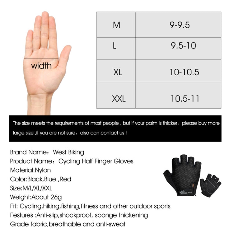 WEST BIKING YP0211218 Cycling Breathable Short Gloves Non-Slip Half Finger Gloves, Size: L(Blue) - free shipping - PMC TechLife - Order now!