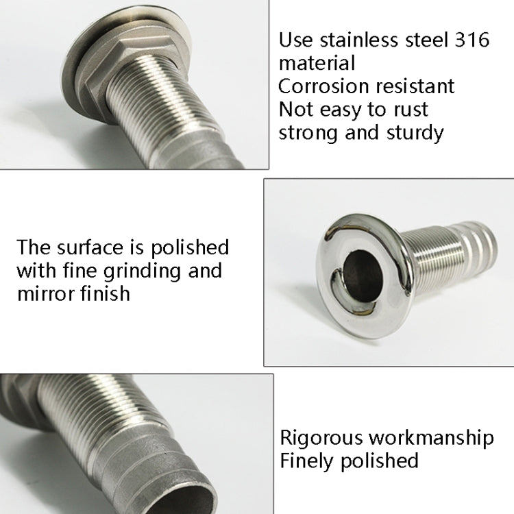 316 Stainless Steel Drain Pipe Tube Marine Drain Joint Fitting For Boat Yacht, Specification: 1-1/2inch - Marine Accessories & Parts by PMC TechLife | Online Shopping South Africa | PMC TechLife | Buy Now Pay Later Mobicred