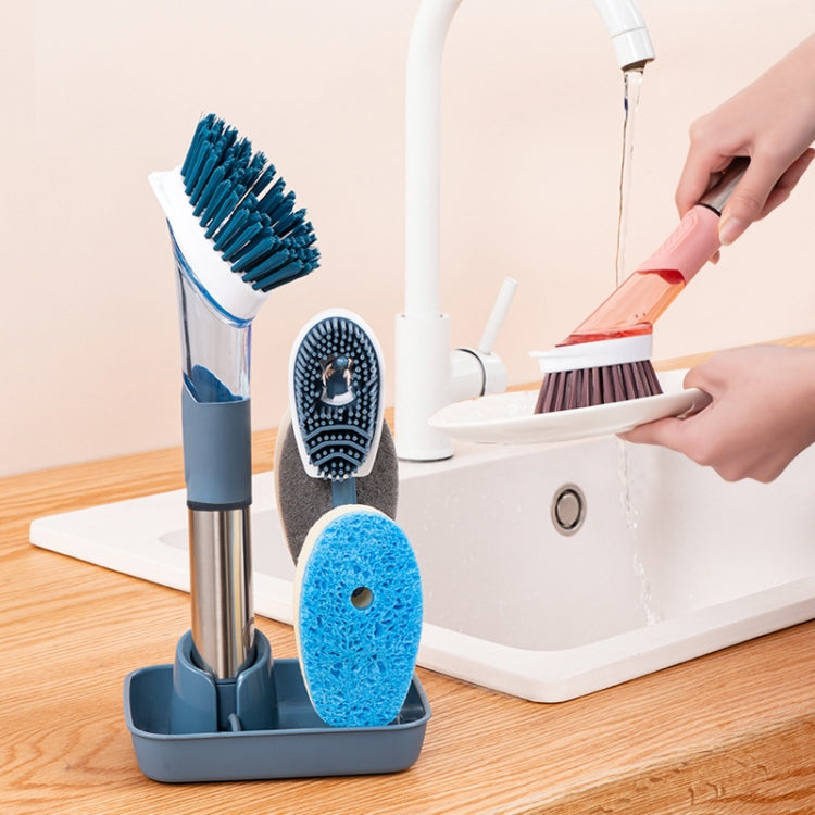 Kitchen Oil Dirty Pan Brush Can Add Detergent Sponge Brush Long Handle Cleaning Brush(Blue) - Cleaning Tools by PMc TechLife | Online Shopping South Africa | PMc TechLife | Buy Now Pay Later Mobicred