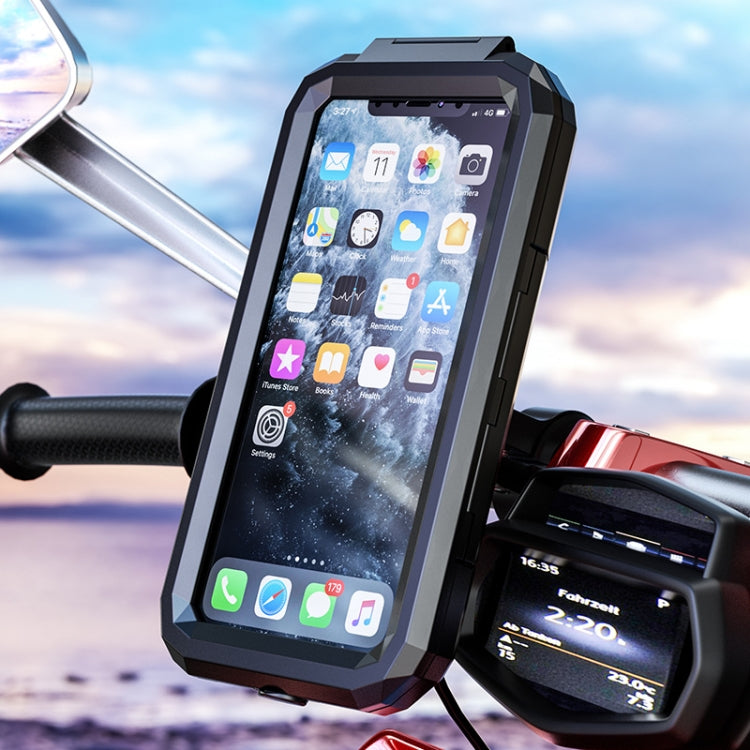 Kewig Bicycle Motorcycle Waterproof Box Mobile Phone Bracket Riding Touch Mobile Phone Fixed Seat(M18S-B1 Small Handlebar Installation) - free shipping - PMC TechLife - Order now!