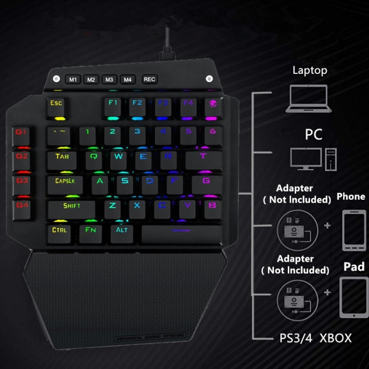 K700 44 Keys RGB Luminous Switchable Axis Gaming One-Handed Keyboard, Cable Length: 1m(Red Shaft) - Wired Keyboard by PMC Jewellery | Online Shopping South Africa | PMC Jewellery | Buy Now Pay Later Mobicred