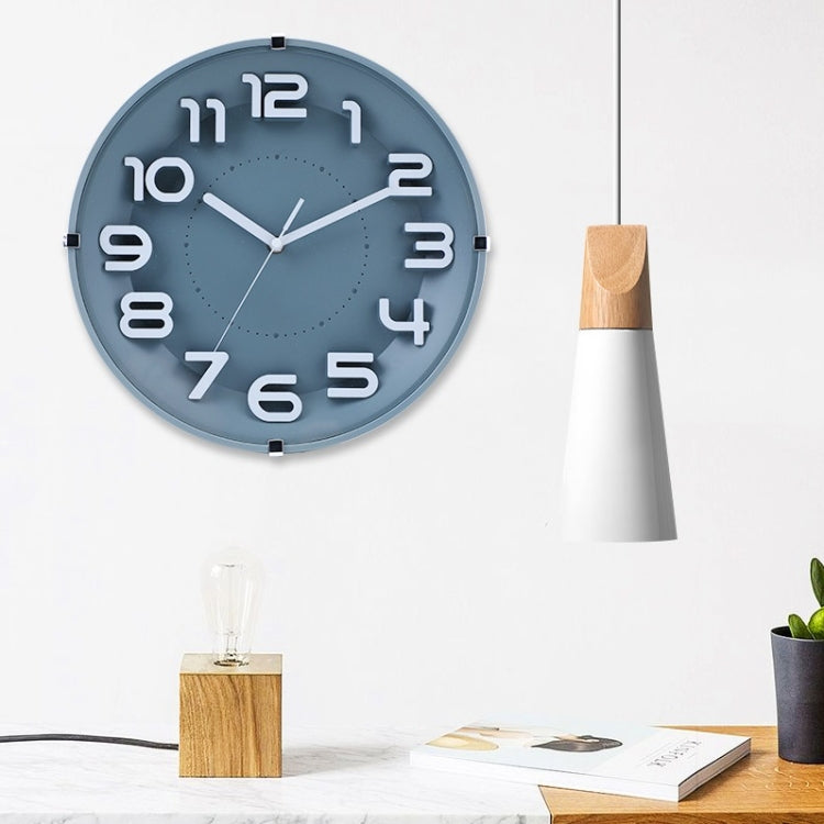 12 Inch Living Room Silent Wall Clock Round Stereo 3D Digital Wall Clock(Ink Green) - Wall Clock by PMc TechLife | Online Shopping South Africa | PMc TechLife | Buy Now Pay Later Mobicred