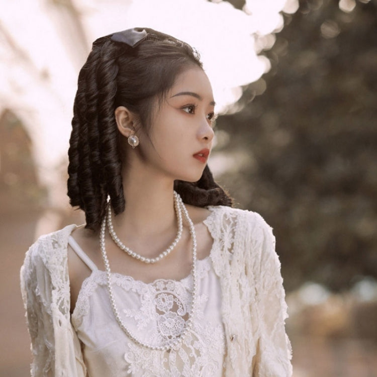 Princess Curly Ponytail Wig Costume Film And Television Retro Prom Comb Ponytail Curly Hair(Dark Brown) - free shipping - PMC TechLife - Order now!