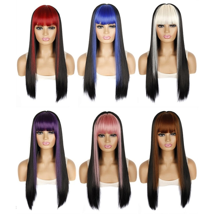 Color Bleaching And Dyeing Double Sideburns With Bangs Long Straight Hip-Hop Wig(Gem Blue Bleaching Black) - free shipping - PMC TechLife - Order now!