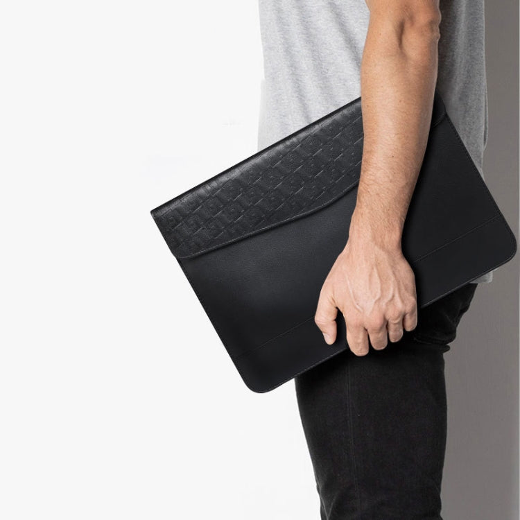 Horizontal Embossed Notebook Liner Bag Ultra-Thin Magnetic Holster, Applicable Model: 14-15 inch(Gray) - 14.1 inch by PMC Jewellery | Online Shopping South Africa | PMC Jewellery | Buy Now Pay Later Mobicred