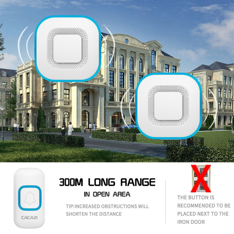 CACAZI V028F 1 For 3 Wireless Music Doorbell without Battery, Plug:EU Plug(White) - free shipping - PMC TechLife - Order now!