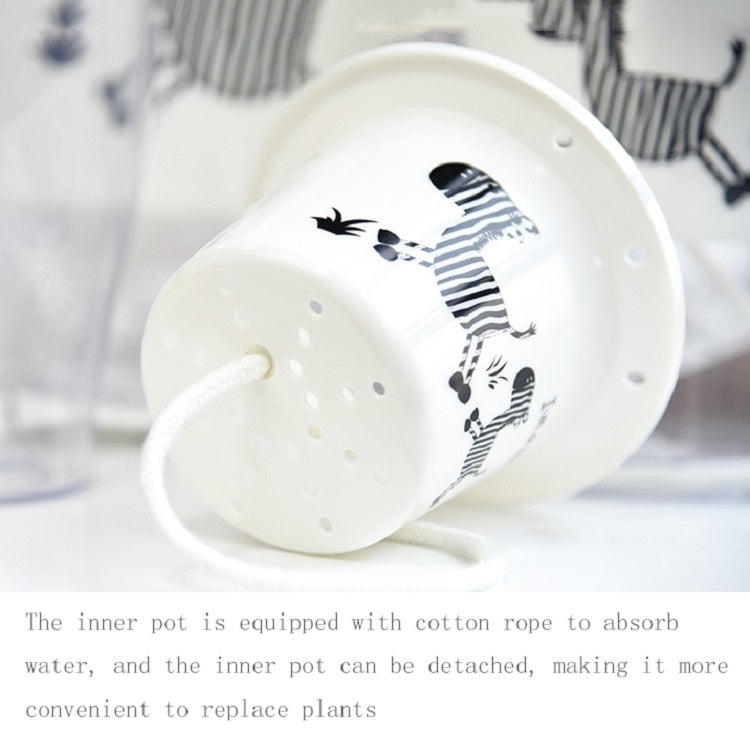 Fully Transparent Hydroponic Flower Pots Water Level Visible Non-Broken Glue Self-Absorbent Plastic Flower Pots, Size: W10 Caliber 17.5cm(Full Transparent Zebra Pattern) - Flower Pots & Planters by PMc TechLife | Online Shopping South Africa | PMc TechLife | Buy Now Pay Later Mobicred