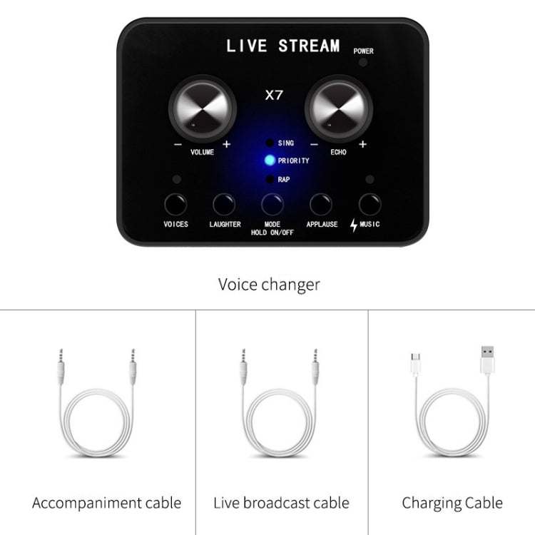 X7 Sound Card Voice Changer Mobile Phone And Computer Compatible With External Electronic Voice Call Microphone Live Sound Card(English Version) - free shipping - PMC TechLife - Order now!