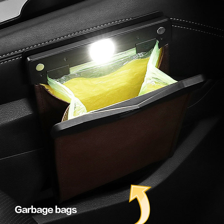 Car Trash Can Storage Bag Hanging Paste With LED Light Garbage Bag(Small (Beige))) - Stowing Tidying by PMC TechLife | Online Shopping South Africa | PMC TechLife | Buy Now Pay Later Mobicred