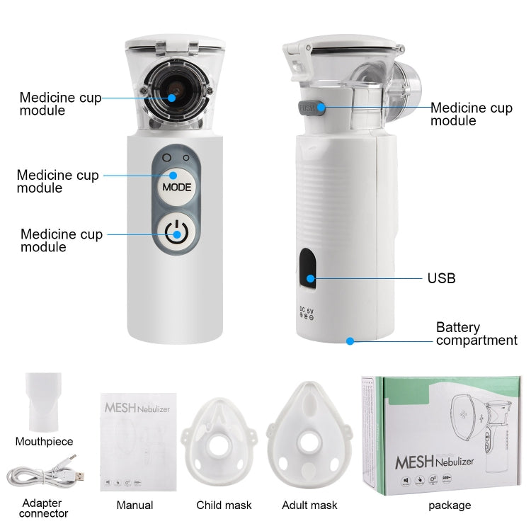 YMK-R7 Ultrasonic Wave Handheld Nebulizer Portable Child Adult Compressed Nebulizer, Style: Dry Battery - free shipping - PMC TechLife - Order now!