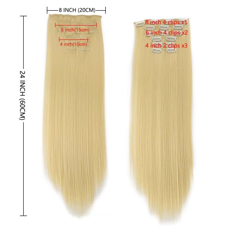 6 In 1 60cm Card Hair Extension Piece 16 Card Long Straight Hair Wig Piece, Color: 1.1B - free shipping - PMC TechLife - Order now!