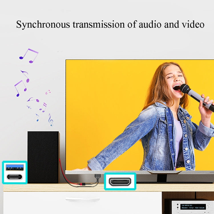 L3B Type-C USB To HDMI-Compatible Audio Transfer Three-In-One HD Cable TV Screen Connector(Black) - Wireless Display Dongle by PMC Jewellery | Online Shopping South Africa | PMC Jewellery | Buy Now Pay Later Mobicred