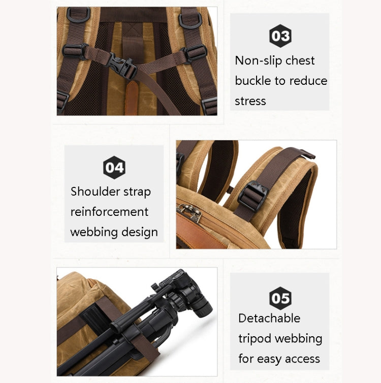 K805 Waterproof Batik Canvas Camera Backpack Outdoor Liner Shoulder Photography Bag(Grey) - Backpack by PMC TechLife | Online Shopping South Africa | PMC TechLife | Buy Now Pay Later Mobicred