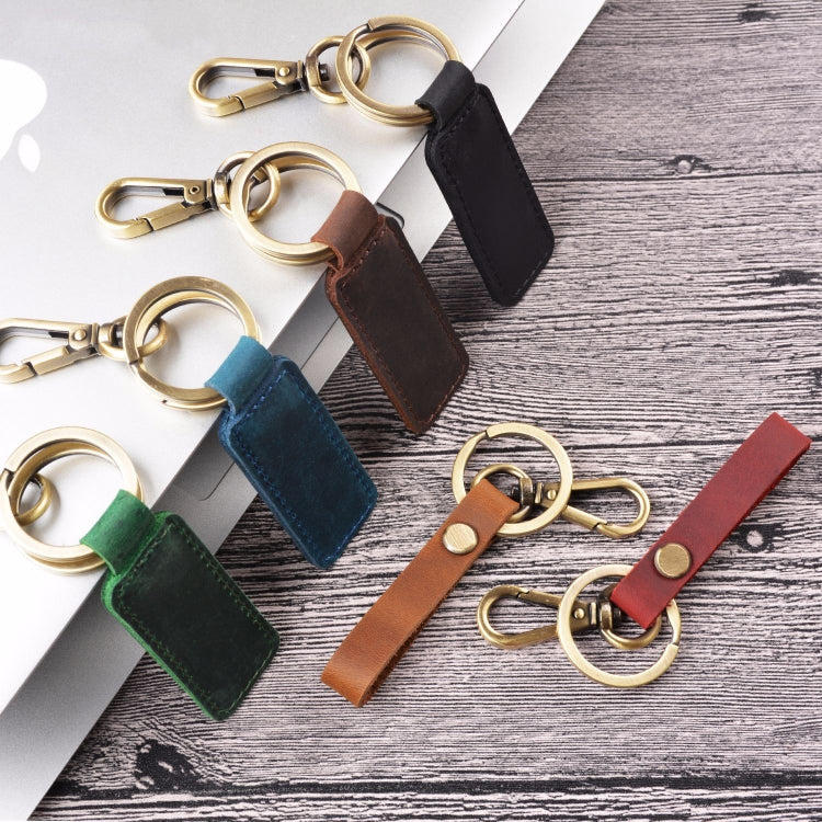 2 PCS Handmade Crazy Horse Leather Retro Keychain Car Couple Keychain, Specification: Double Ring(Ink Green) - Key Rings by PMC TechLife | Online Shopping South Africa | PMC TechLife | Buy Now Pay Later Mobicred