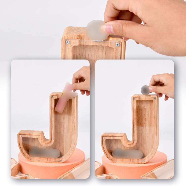 Wooden English Alphabet Piggy Bank Transparent Acrylic Piggy Bank(T) - Piggy Banks by PMC TechLife | Online Shopping South Africa | PMC TechLife | Buy Now Pay Later Mobicred