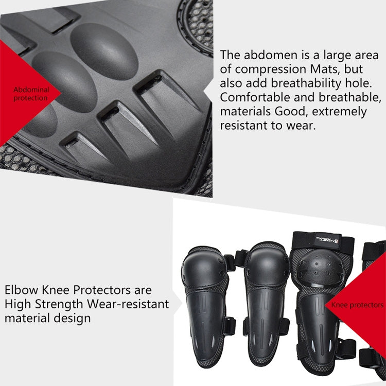 GHOST RACING Motorcycle Protective Gear Children Safety Riding Sport Vest + Knee Pads + Elbow Pads Protective Suit(Black) - free shipping - PMC TechLife - Order now!