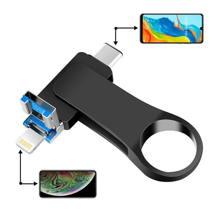 8GB USB 3.0 + 8 Pin + USB-C / Type-C 3 in 1 Mobile Computer Metal U-Disk(Black) - free shipping - PMC Jewellery - Order now!