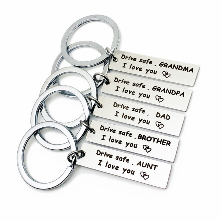 10 PCS C1010 Drive Safe Stainless Steel Tag Keychain 10x40mm(Aunt) - Key Rings by PMC TechLife | Online Shopping South Africa | PMC TechLife | Buy Now Pay Later Mobicred