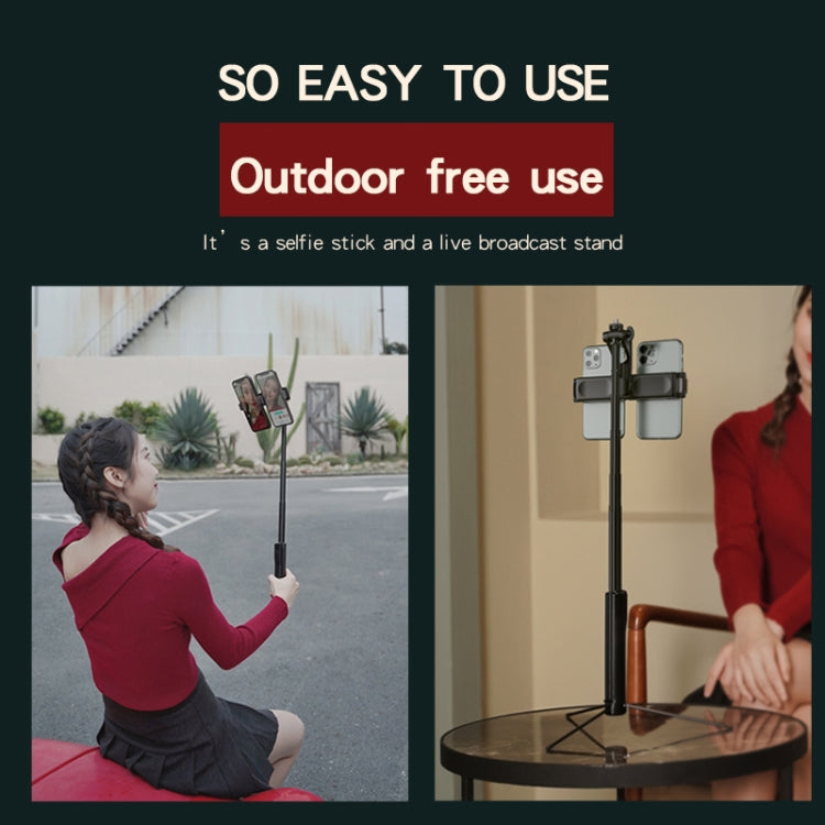 CYKE A22 Bluetooth Remote Control With Tripod Photo Live Bracket A22-80CM-Black (Dual Camera) - Selfie Sticks by CYKE | Online Shopping South Africa | PMC TechLife | Buy Now Pay Later Mobicred