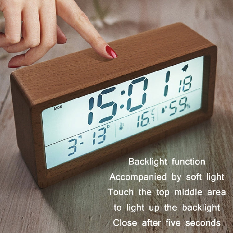 1906 Solid Wood Luminous Clock Large Screen Temperature And Humidity Clock(Eucalyptus Yellow) - Alarm Clocks by PMc TechLife | Online Shopping South Africa | PMc TechLife | Buy Now Pay Later Mobicred