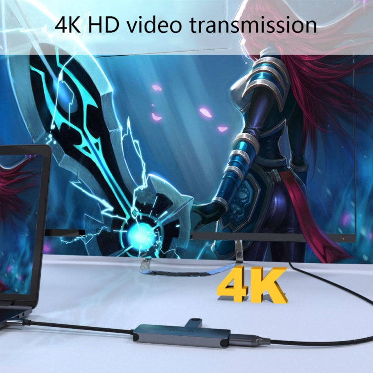 QGeeM QG-UH05-4 5 In 1 TYPE-C Extension HUB Adapter Compatible with SD/TF Reader(5-port) - free shipping - PMC Jewellery - Order now!