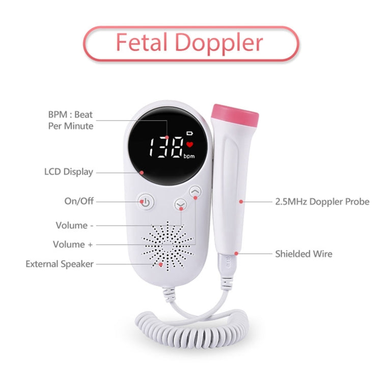 W8-25 Fetal Heart Rate Doppler Battery Powered Household Heartbeat Monitor - free shipping - PMC TechLife - Order now!