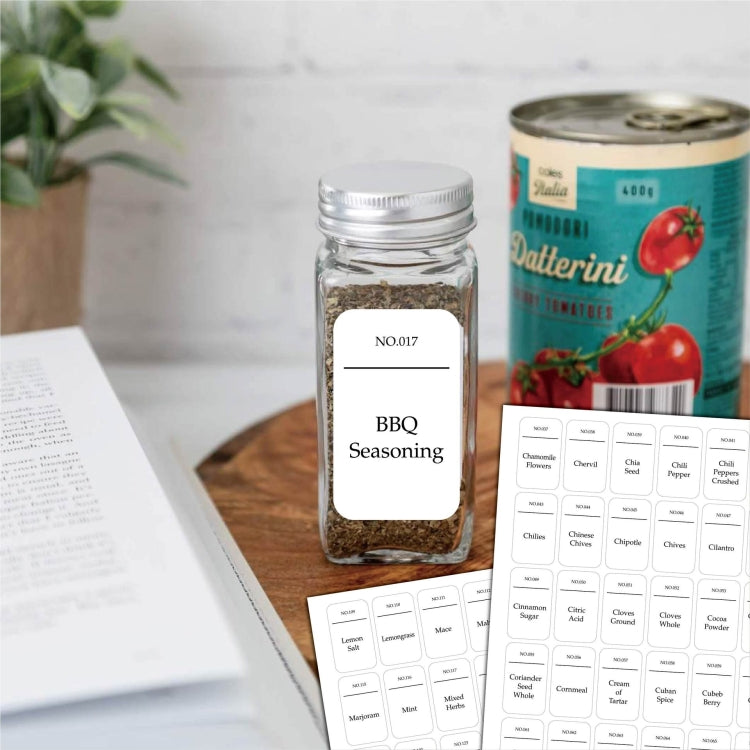 216 PCS Spice Jar Label Stickers Waterproof Oil Proof Kitchen Spice Jar Label(6 Sheets / set) - Printer Paper & Stickers by PMC TechLife | Online Shopping South Africa | PMC TechLife
