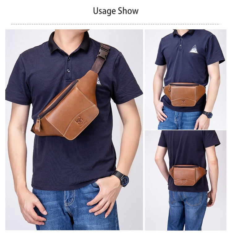 BULL CAPTAIN Cowhide Waist Bag Large Capacity Multifunctional Wallet For Men(Yellow Brown) - free shipping - PMC TechLife - Order now!